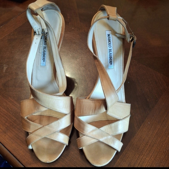 Manolo Blahnik Brown Leather Multistrap Slingback Shoes Italy Women Size 40.5 IT - Picture 2 of 14